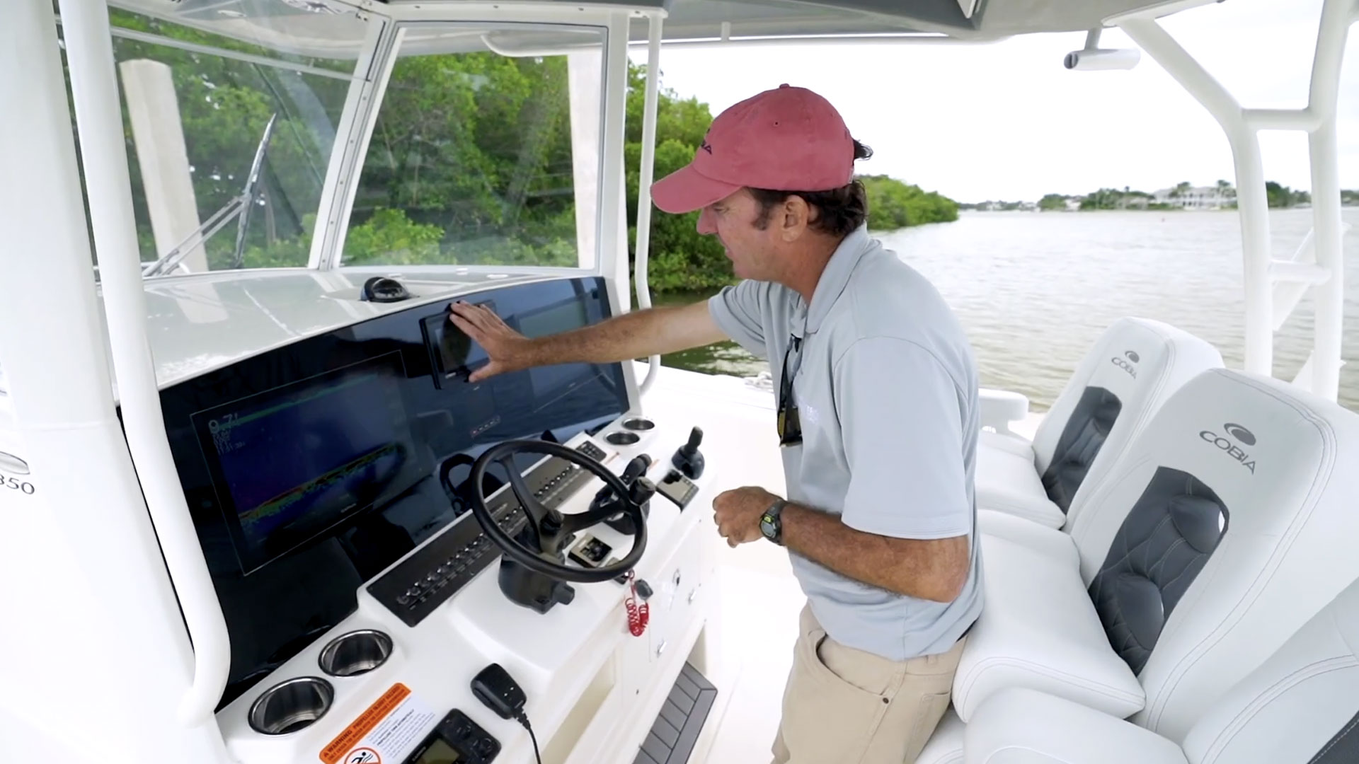man doing a walkthrough on a boat